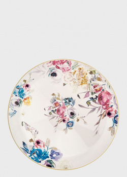 Блюдо круглое глубокое с цветами в стиле акварели Brandani Paradise 30см, фото