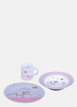 Детский набор посуды Sambonet Kids Pink Bike из 3-х предметов, фото