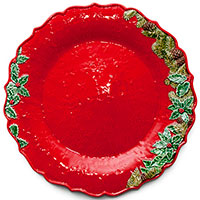 Блюдо красного цвета Bordallo Pinheiro Рождественская гирлянда 35,5см, фото