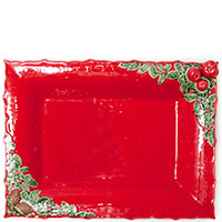 Блюдо Bordallo Pinheiro Рождественская гирлянда красного цвета 50см, фото