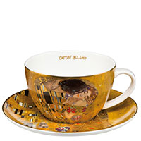 Чашка Goebel The Kiss із блюдцем із порцеляни золотистого кольору, фото