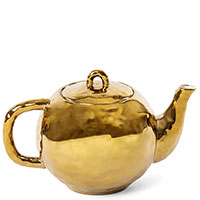 Золотистый чайник Seletti Fingers из фарфора 1л, фото