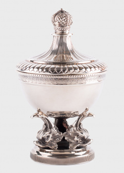 Серебряная икорница Faberge с хрустальной чашей, фото