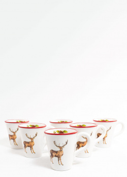 Набор чашек Villa Grazia Новогодний олень с изображением, фото