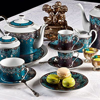 Чайный набор Deshoulieres Dhara Blue на 6 персон из 14 предметов, фото