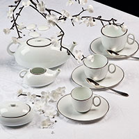 Чайний сервіз Deshoulieres Epure Blanc на 6 персон із 14 предметів, фото
