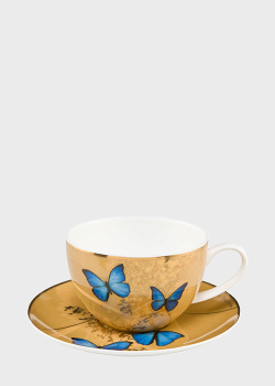 Чашка с блюдцем Goebel Artis Orbis Joanna Charlotte Blue Butterflies 100мл, фото