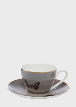 Чашка із блюдцем Goebel Artis Orbis Joanna Charlotte Grey Butterflies 100мл, фото