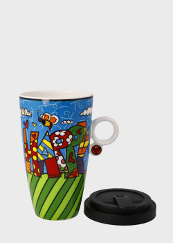 Фарфоровая чашка с крышкой Goebel Pop Art Romero Britto Happy 500мл, фото