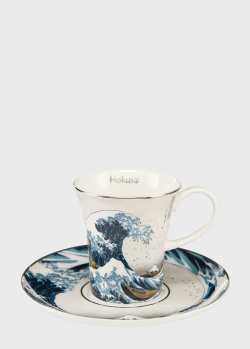 Фарфоровая чашка для эспрессо с блюдцем Goebel Artis Orbis Hokusai Great Wave 100мл, фото