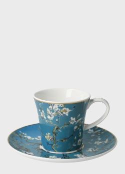 Чашка із блюдцем Goebel Artis Orbis Vincent van Gogh Almond Tree Blue 350мл, фото