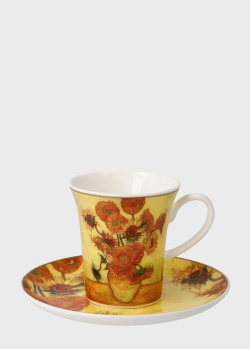 Чашка с блюдцем из фарфора Goebel Artis Orbis Vincent van Gogh Sunflowers 100мл, фото