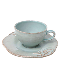 Чашка із блюдцем для кави Costa Nova Mediterranea блакитного кольору 90мл, фото