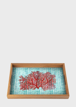 Деревянный поднос с печатным рисунком Manopoulos Coral 45x32см, фото